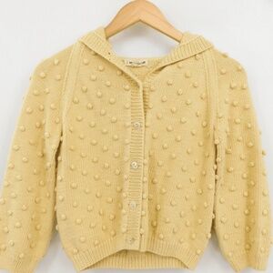 Misha + Puff hooded popcorn cardigan in butter yellow 6-7